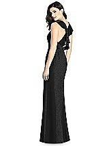 Front View Thumbnail - Black Silver Shimmer Halter-Neck Ruffle-Back Chiffon Trumpet Gown