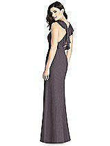 Front View Thumbnail - Stormy Silver Shimmer Halter-Neck Ruffle-Back Chiffon Trumpet Gown