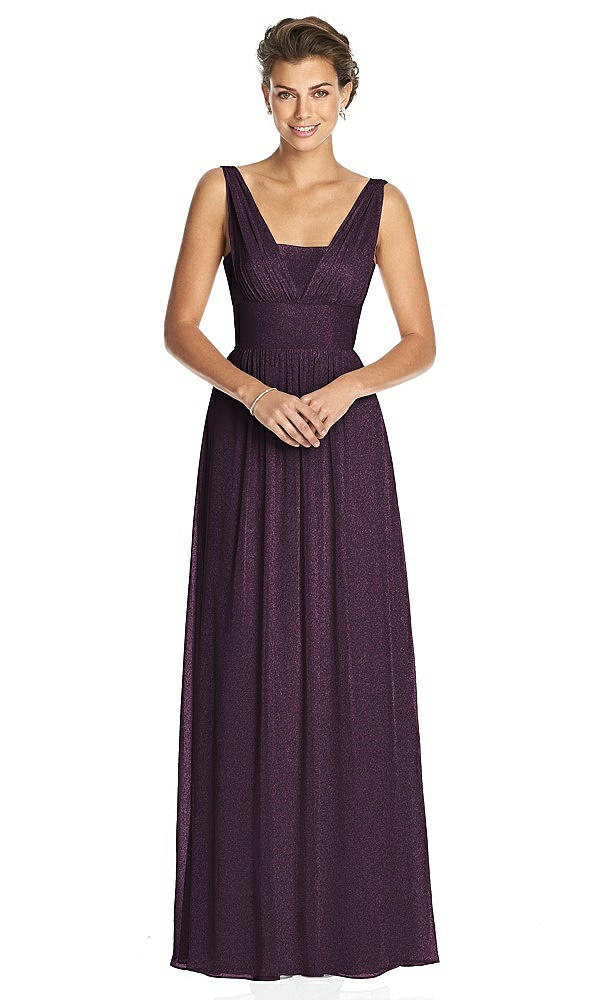 Front View - Aubergine Silver Dessy Shimmer Bridesmaid Dress 3026LS