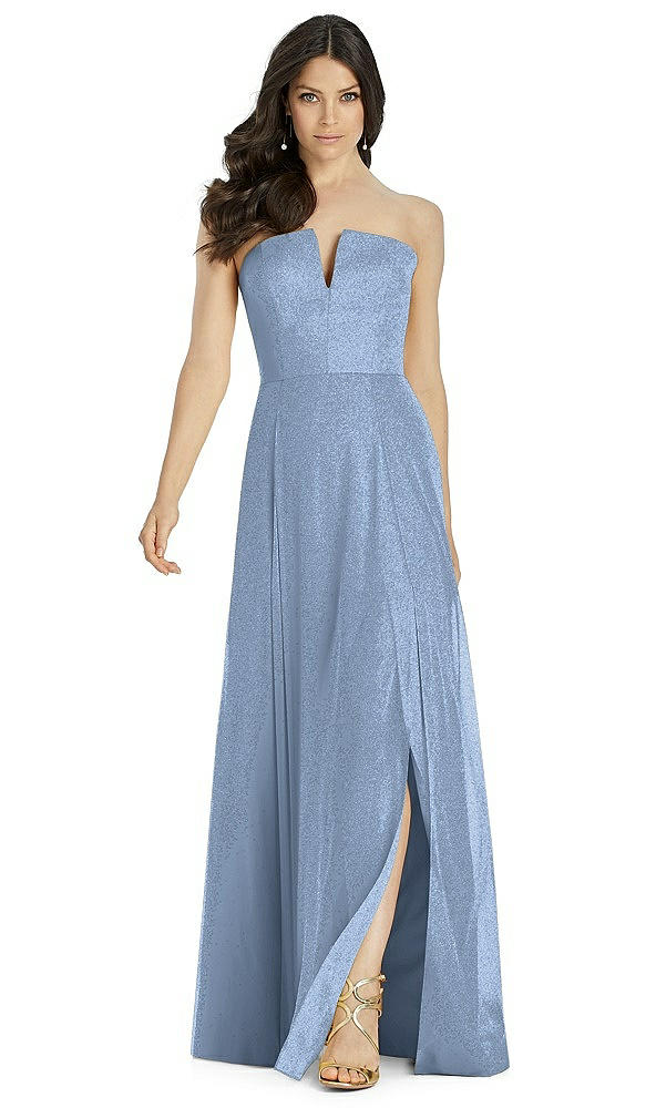 Front View - Cloudy Silver Dessy Shimmer Bridesmaid Dress 3041LS