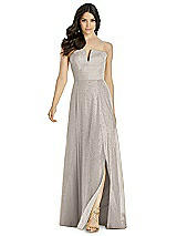 Front View Thumbnail - Taupe Silver Dessy Shimmer Bridesmaid Dress 3041LS