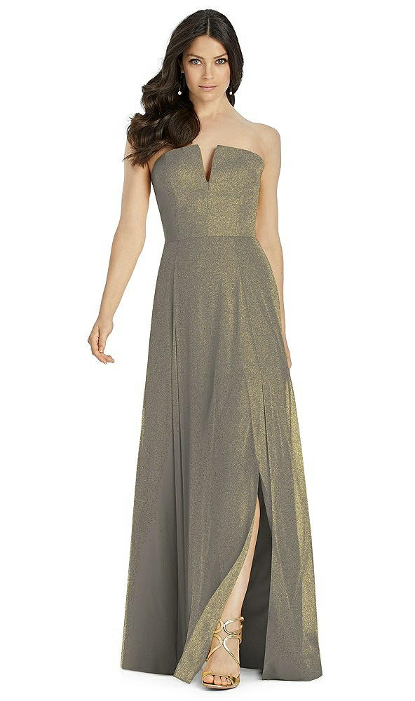 Front View - Mocha Gold Dessy Shimmer Bridesmaid Dress 3041LS