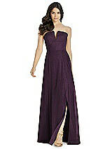 Front View Thumbnail - Aubergine Silver Dessy Shimmer Bridesmaid Dress 3041LS