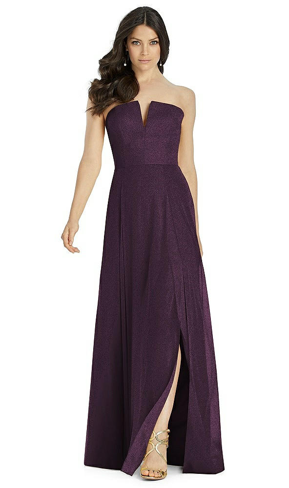 Front View - Aubergine Silver Dessy Shimmer Bridesmaid Dress 3041LS