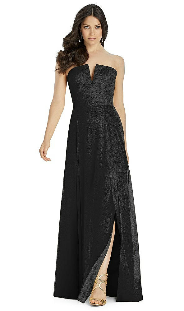 Front View - Black Silver Dessy Shimmer Bridesmaid Dress 3041LS