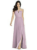 Front View Thumbnail - Suede Rose Silver Dessy Shimmer Bridesmaid Dress 3041LS
