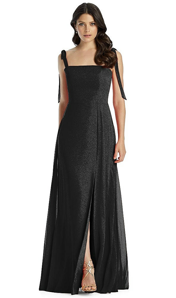 Front View - Black Silver Dessy Shimmer Bridesmaid Dress 3042LS