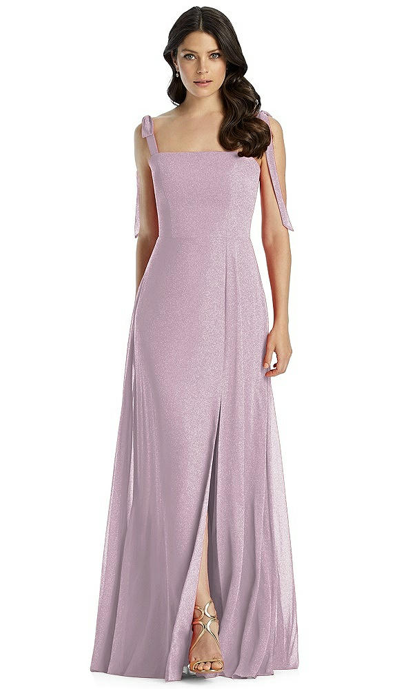 Front View - Suede Rose Silver Dessy Shimmer Bridesmaid Dress 3042LS