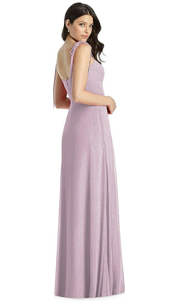 Back View - Suede Rose Silver Dessy Shimmer Bridesmaid Dress 3042LS
