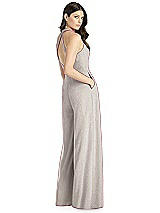 Rear View Thumbnail - Taupe Silver Dessy Shimmer Bridesmaid Jumpsuit Arielle LS