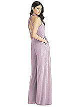 Rear View Thumbnail - Suede Rose Silver Dessy Shimmer Bridesmaid Jumpsuit Arielle LS