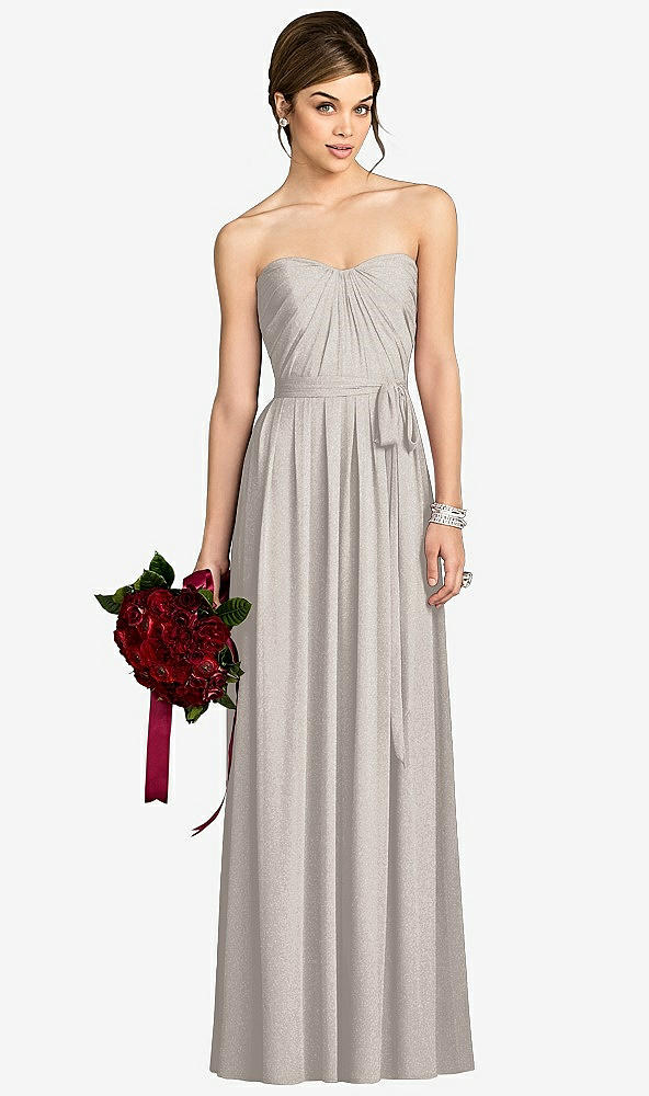 Front View - Taupe Silver After Six Shimmer Bridesmaid Dress 6678LS