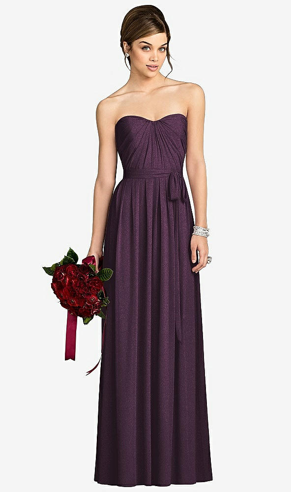 Front View - Aubergine Silver After Six Shimmer Bridesmaid Dress 6678LS