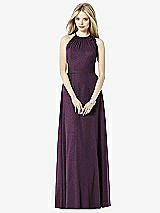Front View Thumbnail - Aubergine Silver After Six Shimmer Bridesmaid Dress 6704LS