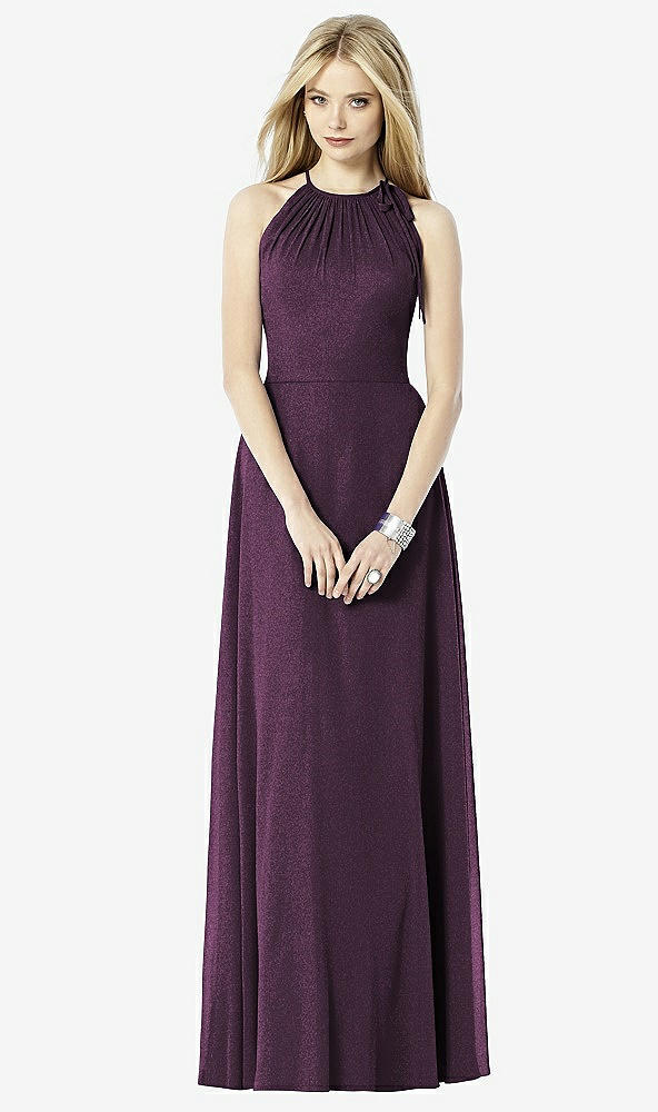 Front View - Aubergine Silver After Six Shimmer Bridesmaid Dress 6704LS