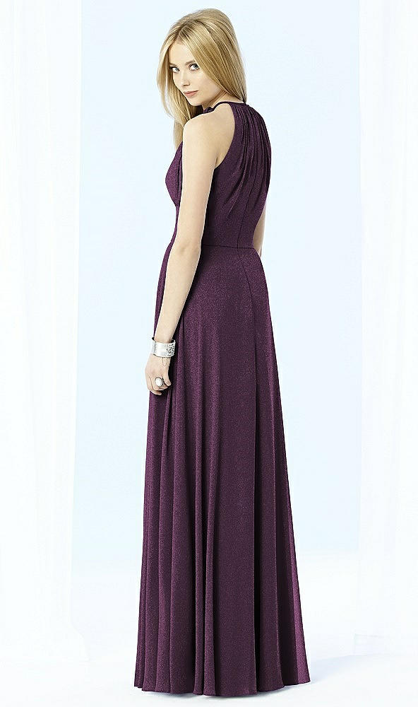 Back View - Aubergine Silver After Six Shimmer Bridesmaid Dress 6704LS