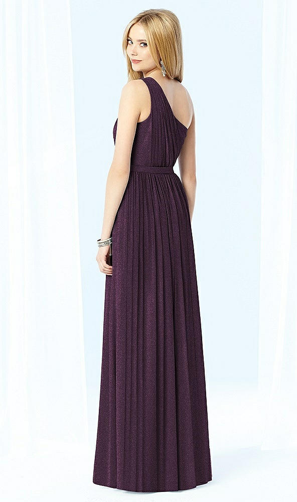 Back View - Aubergine Silver After Six Shimmer Bridesmaid Dress 6706LS