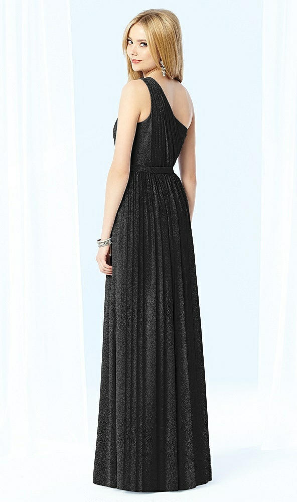 Back View - Black Silver After Six Shimmer Bridesmaid Dress 6706LS