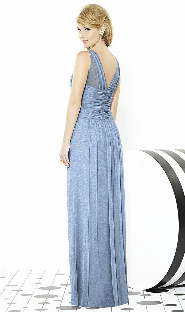 Back View - Cloudy Silver After Six Shimmer Bridesmaid Dress 6711LS