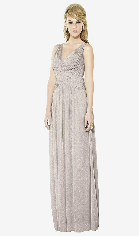 Front View - Taupe Silver After Six Shimmer Bridesmaid Dress 6711LS