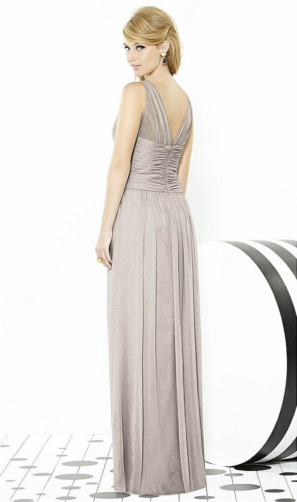 Back View - Taupe Silver After Six Shimmer Bridesmaid Dress 6711LS