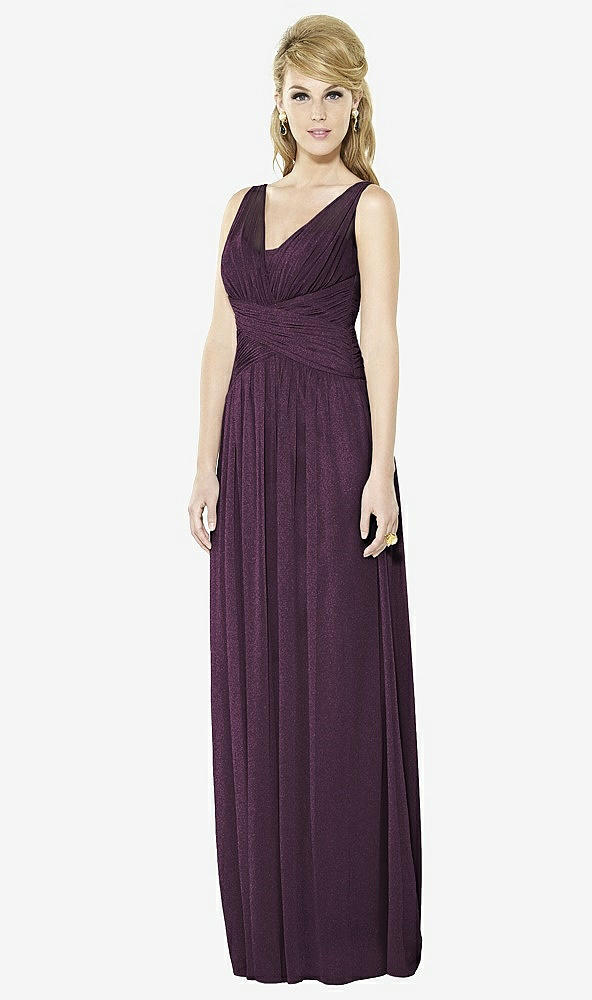 Front View - Aubergine Silver After Six Shimmer Bridesmaid Dress 6711LS