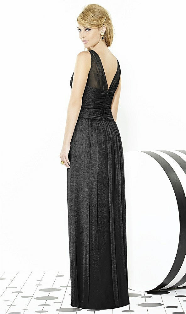 Back View - Black Silver After Six Shimmer Bridesmaid Dress 6711LS