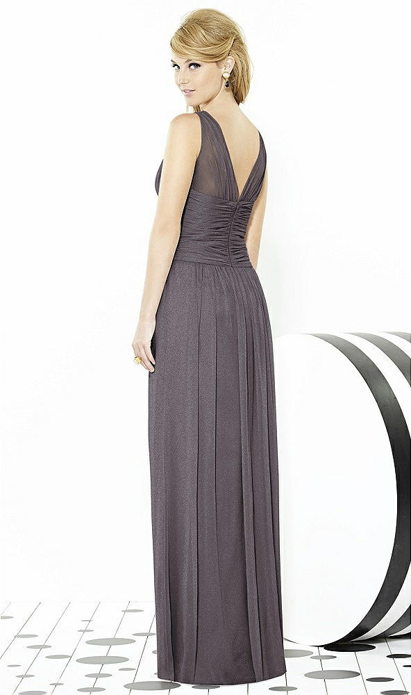 Back View - Stormy Silver After Six Shimmer Bridesmaid Dress 6711LS