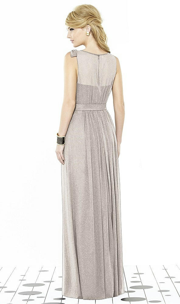 Back View - Taupe Silver After Six Shimmer Bridesmaid Dress 6714LS