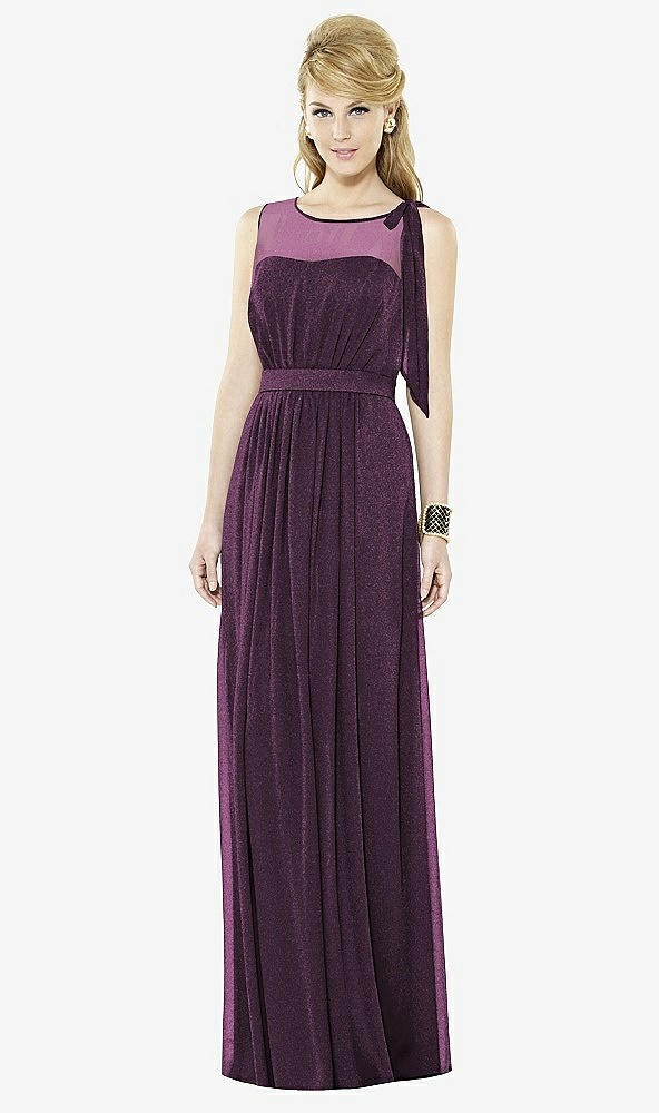 Front View - Aubergine Silver After Six Shimmer Bridesmaid Dress 6714LS