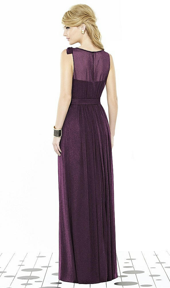 Back View - Aubergine Silver After Six Shimmer Bridesmaid Dress 6714LS