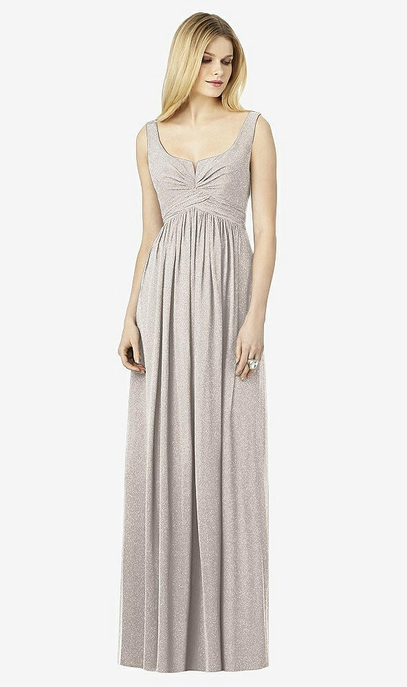 Front View - Taupe Silver After Six Shimmer Bridesmaid Dress 6727LS