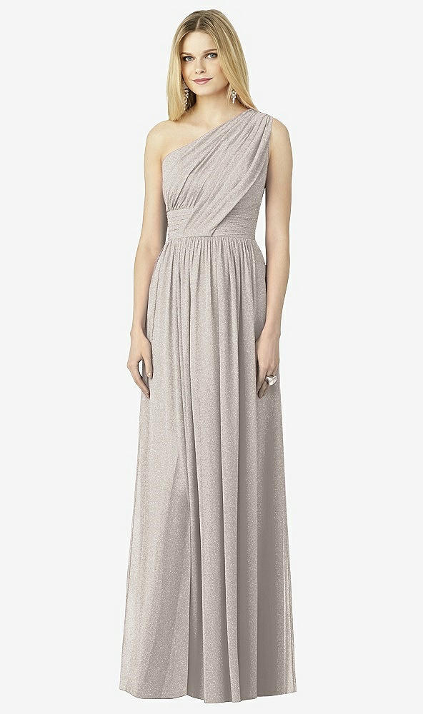 Front View - Taupe Silver After Six Shimmer Bridesmaid Dress 6728LS