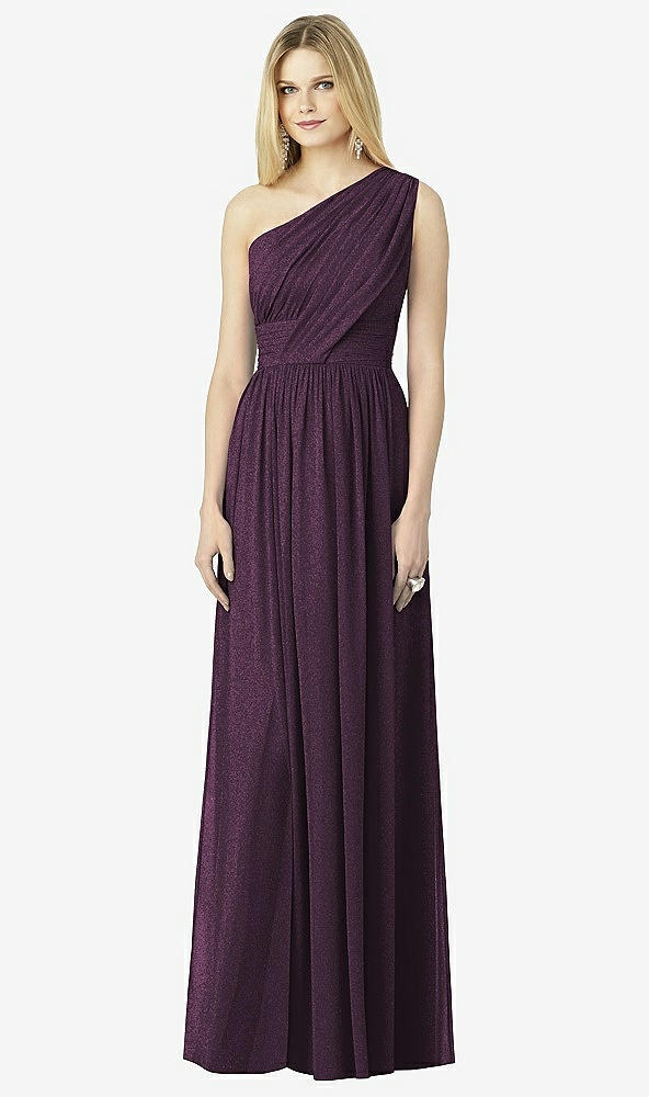 Front View - Aubergine Silver After Six Shimmer Bridesmaid Dress 6728LS