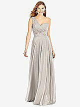 Front View Thumbnail - Taupe Silver After Six Shimmer Bridesmaid Dress 6751LS