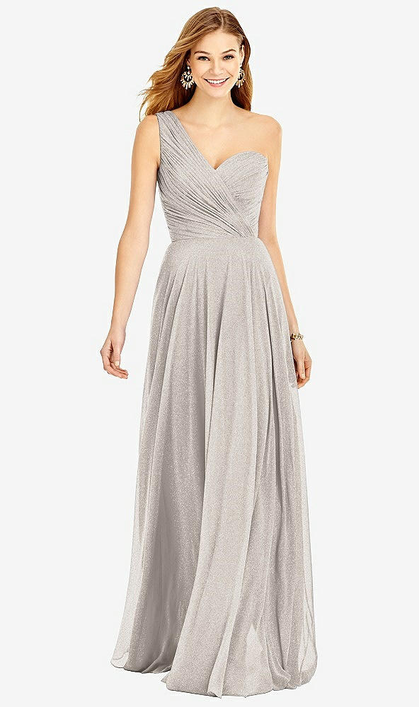 Front View - Taupe Silver After Six Shimmer Bridesmaid Dress 6751LS