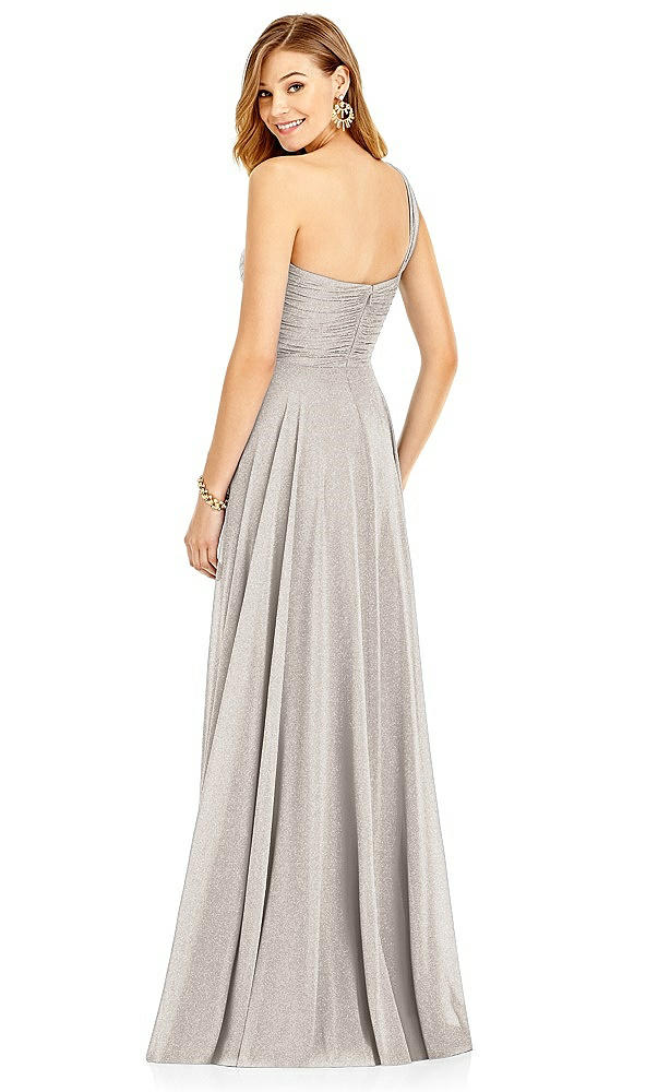 Back View - Taupe Silver After Six Shimmer Bridesmaid Dress 6751LS