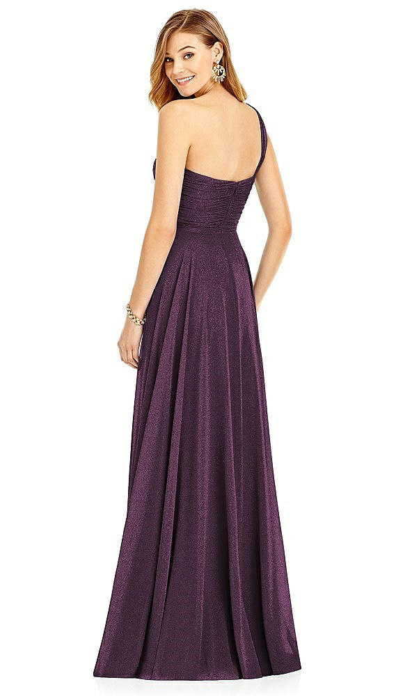 Back View - Aubergine Silver After Six Shimmer Bridesmaid Dress 6751LS