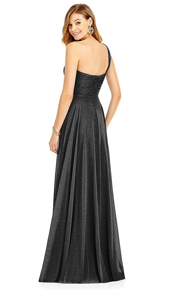 Back View - Black Silver After Six Shimmer Bridesmaid Dress 6751LS