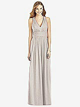 Front View Thumbnail - Taupe Silver After Six Shimmer Bridesmaid Dress 6752LS