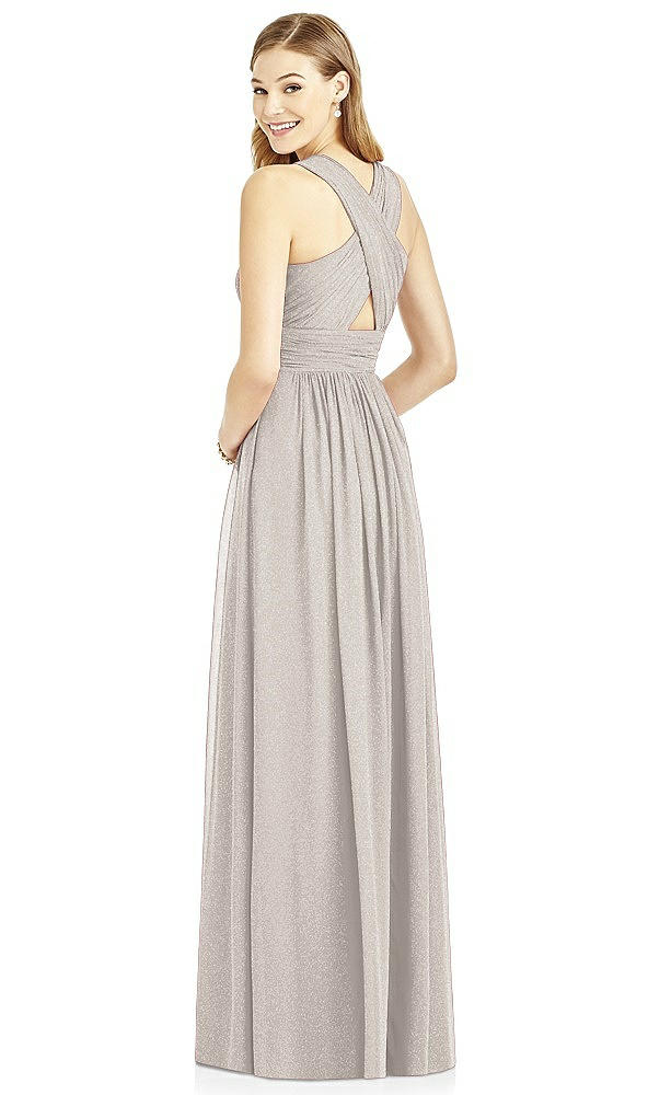 Back View - Taupe Silver After Six Shimmer Bridesmaid Dress 6752LS
