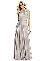 Front View Thumbnail - Taupe Silver After Six Shimmer Bridesmaid Dress 6760LS