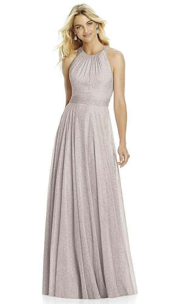 Front View - Taupe Silver After Six Shimmer Bridesmaid Dress 6760LS