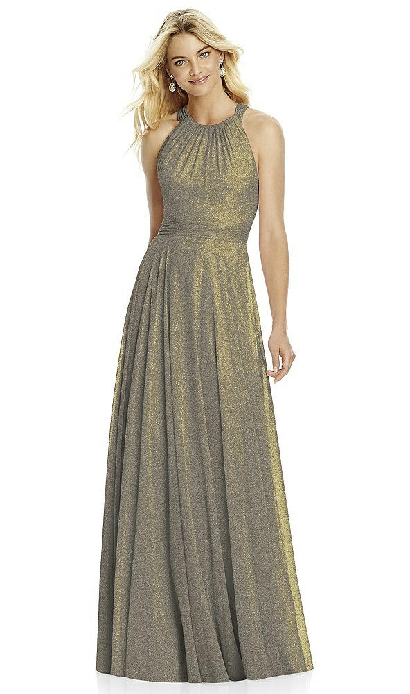 Front View - Mocha Gold After Six Shimmer Bridesmaid Dress 6760LS