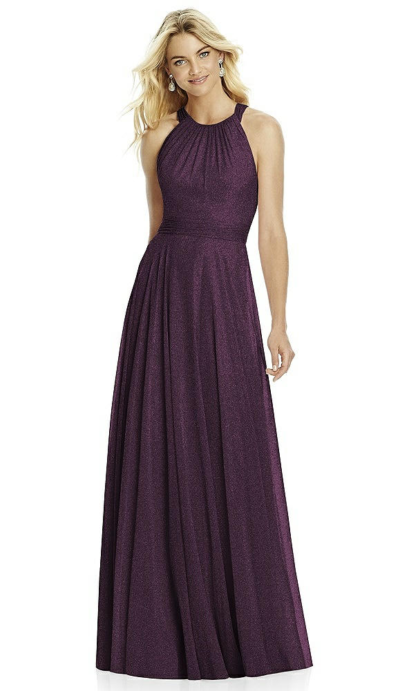 Front View - Aubergine Silver After Six Shimmer Bridesmaid Dress 6760LS