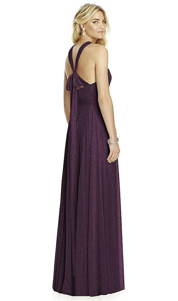Back View - Aubergine Silver After Six Shimmer Bridesmaid Dress 6760LS