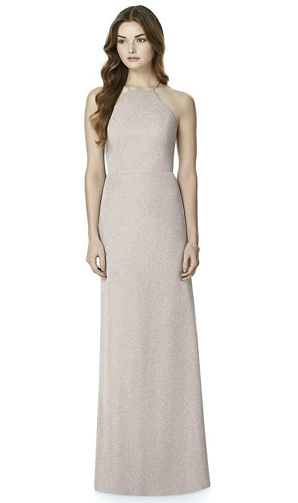 Front View - Taupe Silver After Six Shimmer Bridesmaid Dress 6762LS