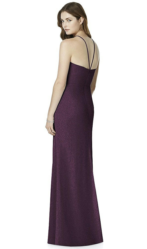 Back View - Aubergine Silver After Six Shimmer Bridesmaid Dress 6762LS