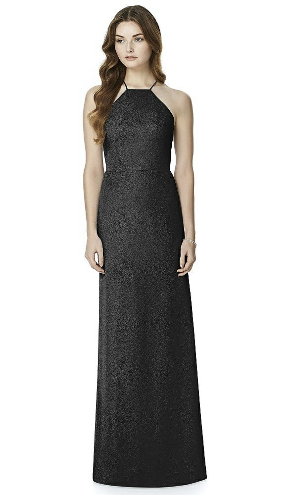 Front View - Black Silver After Six Shimmer Bridesmaid Dress 6762LS