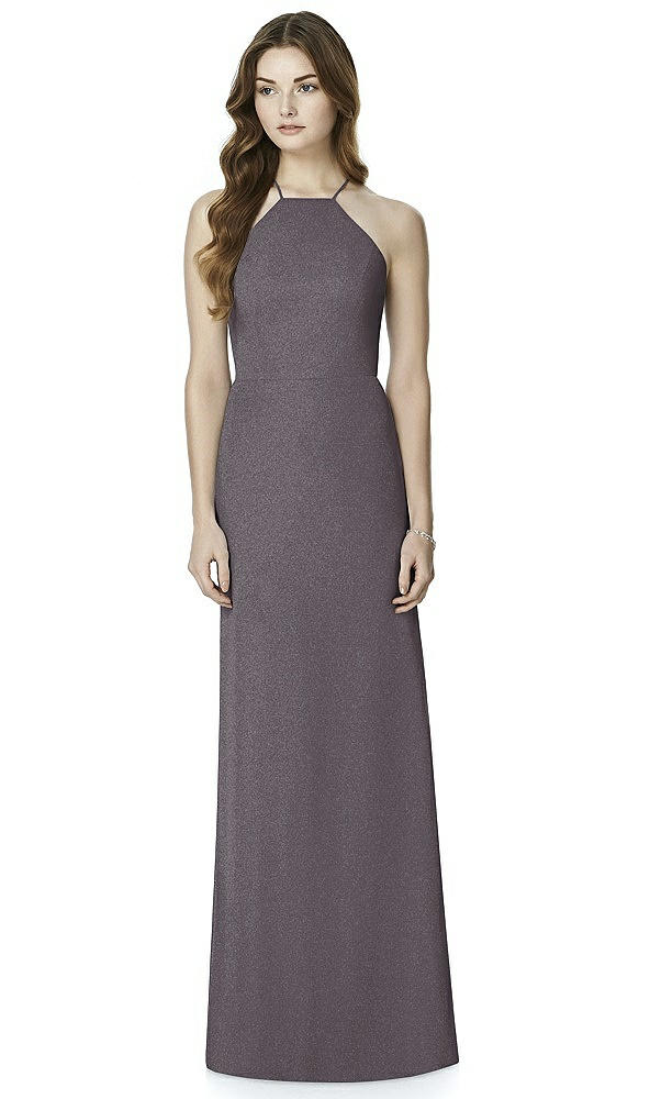 Front View - Stormy Silver After Six Shimmer Bridesmaid Dress 6762LS